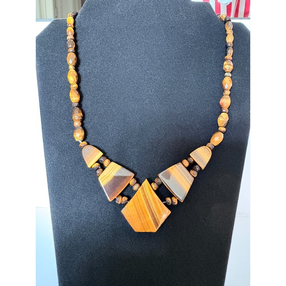 Tigers Eye Gemstone‎ Statement 21" Princess Necklace - New